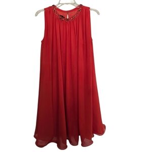 Ted Baker Vibrant Red Dress with Embellished Neckline